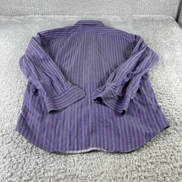 Robert Graham Purple Blue Stripe Dress Shirt Mens 16.5 42 100% Cotton Button Up - Picture 8 of 9
